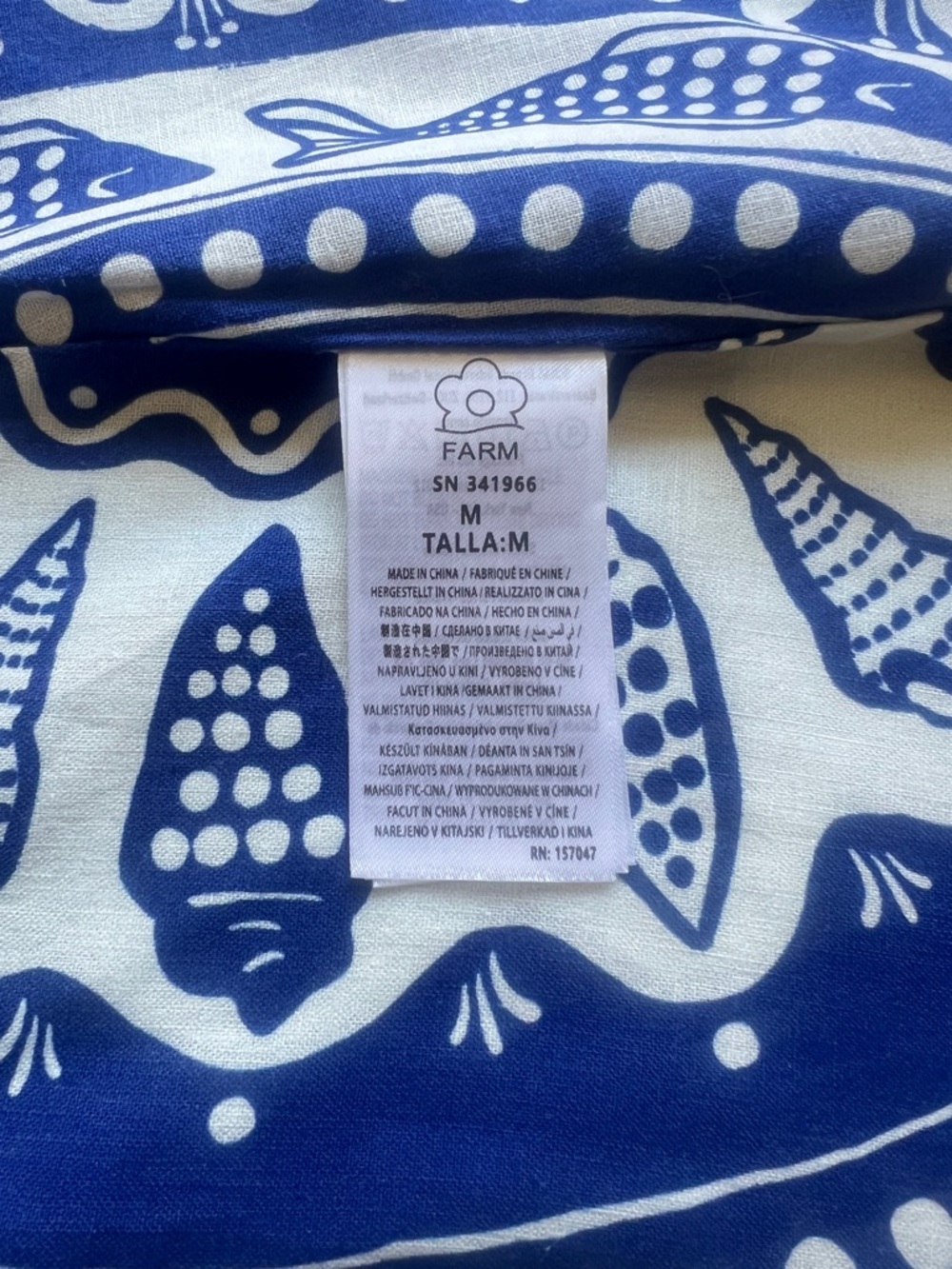 FARM Rio Blue Nature Linen Blend Tie Sarong Cover-up Skirt Size Medium NWT - Picture 4 of 14